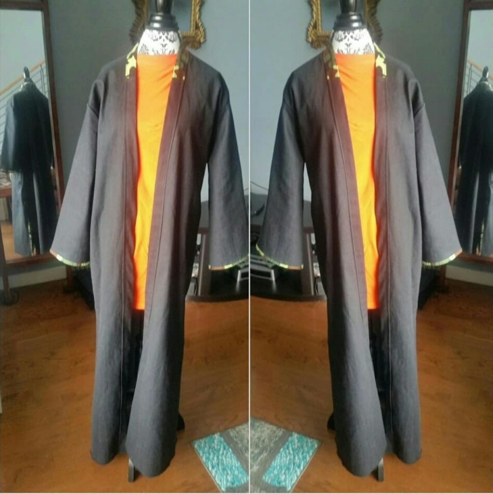 Denim Black and Camo Maxi Duster (Custom Made)